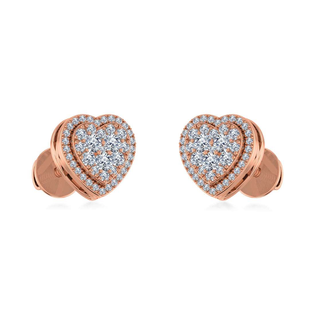 Luxury Heart-Shaped Lab Grown Diamond Halo Stud Earrings 4