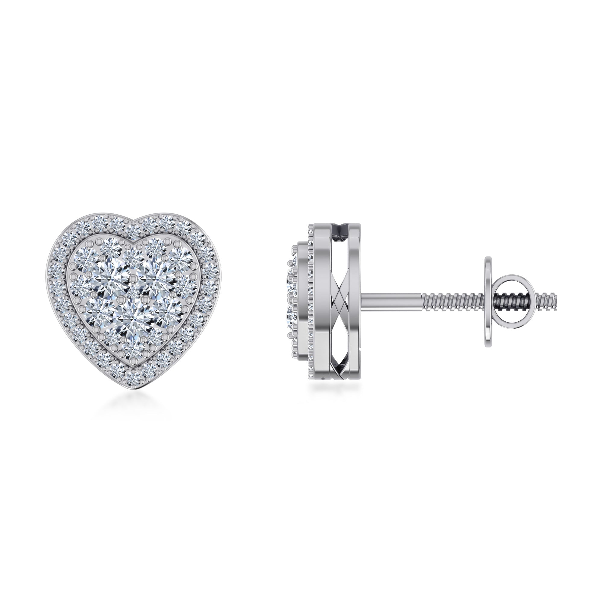Luxury Heart-Shaped Lab Grown Diamond Halo Stud Earrings 5