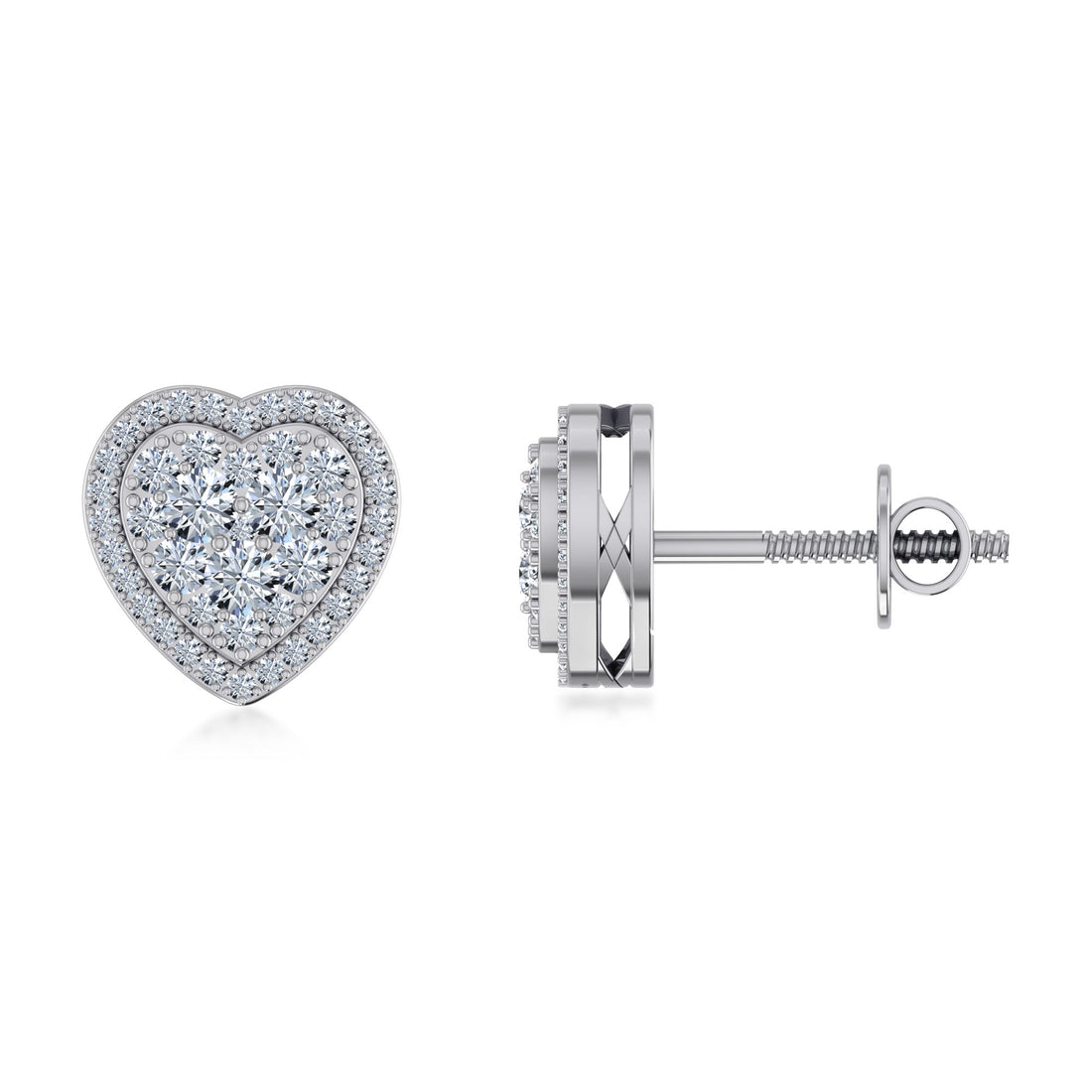Luxury Heart-Shaped Lab Grown Diamond Halo Stud Earrings 5