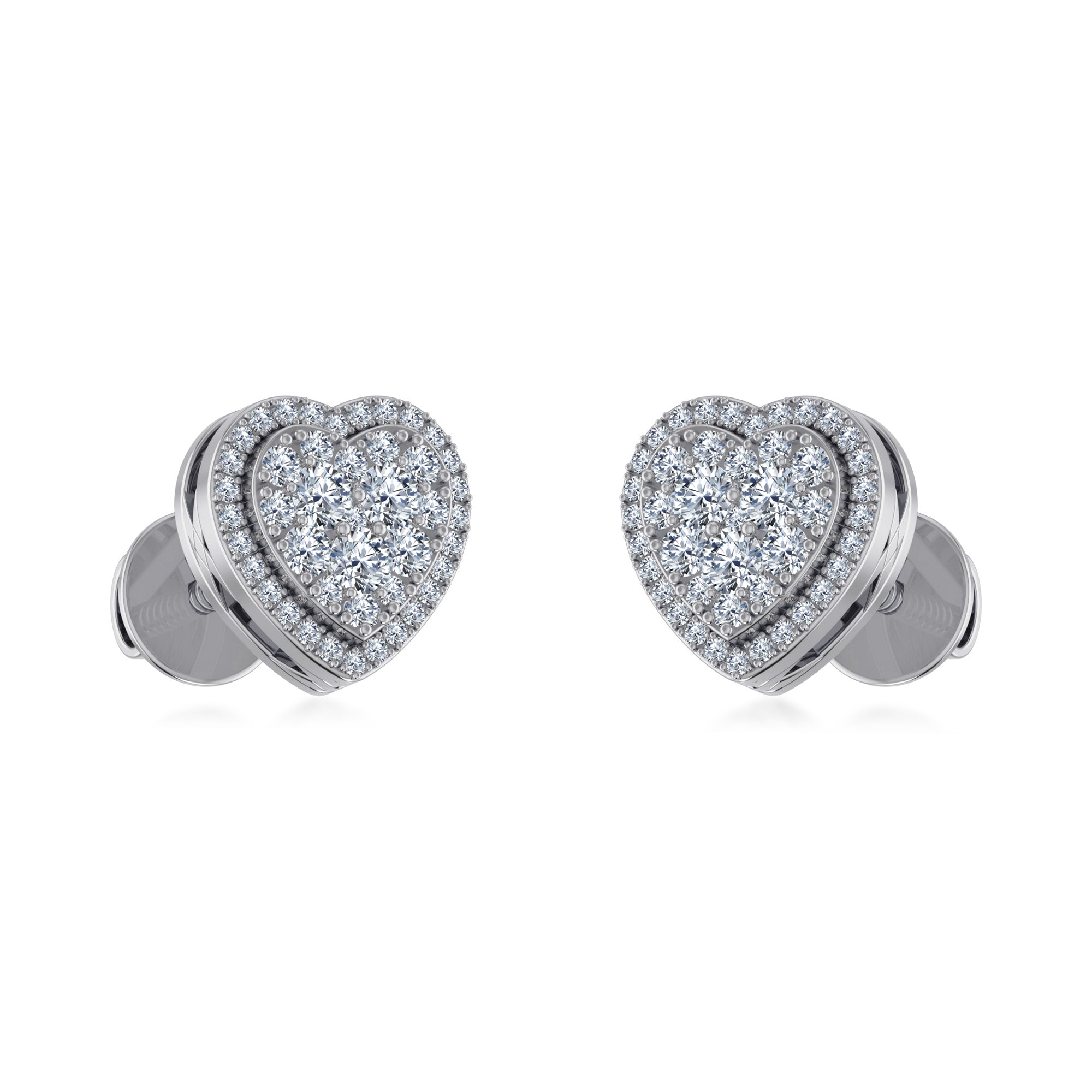Luxury Heart-Shaped Lab Grown Diamond Halo Stud Earrings 6