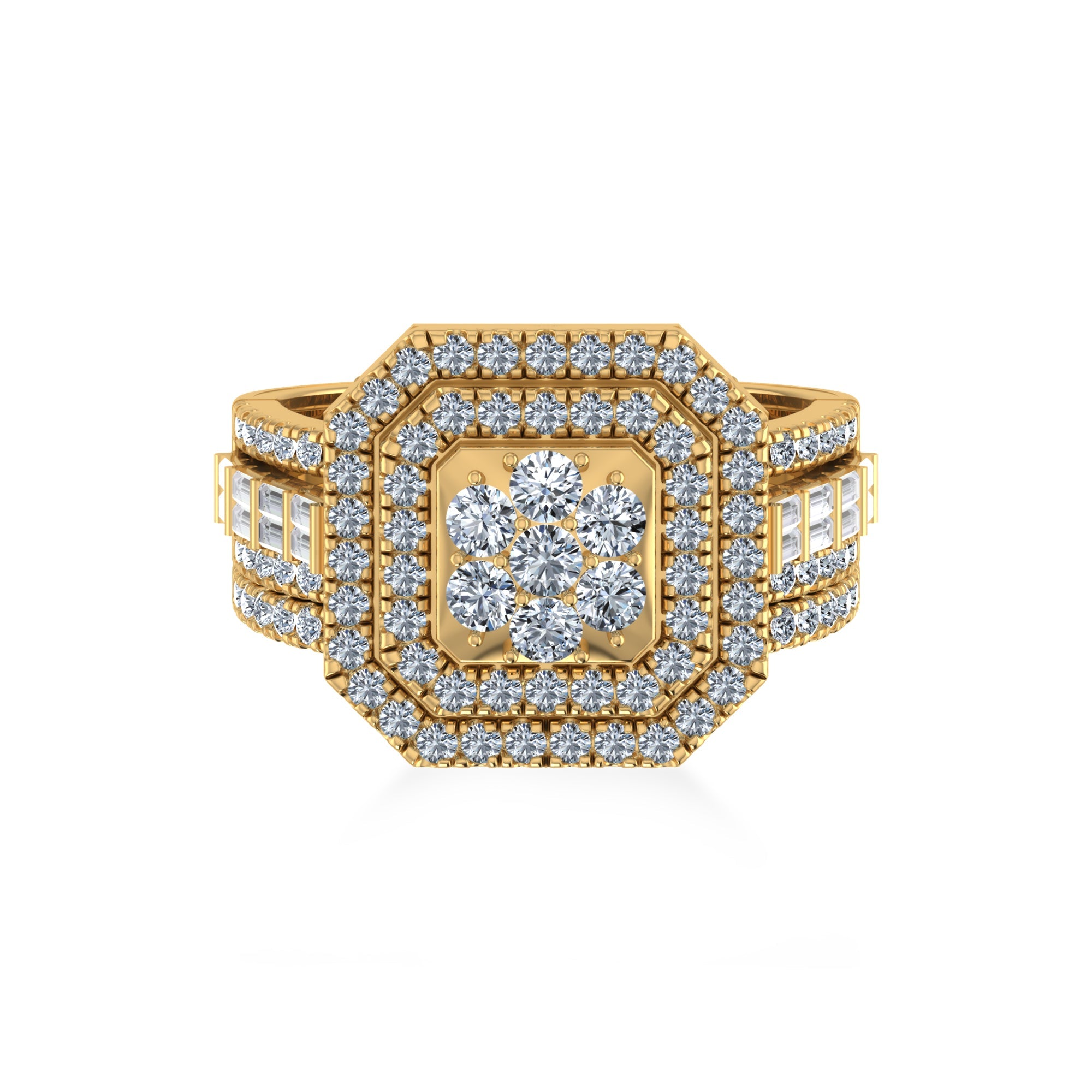 Luxury Octagon Cluster Lab-Grown Diamond Cocktail Ring