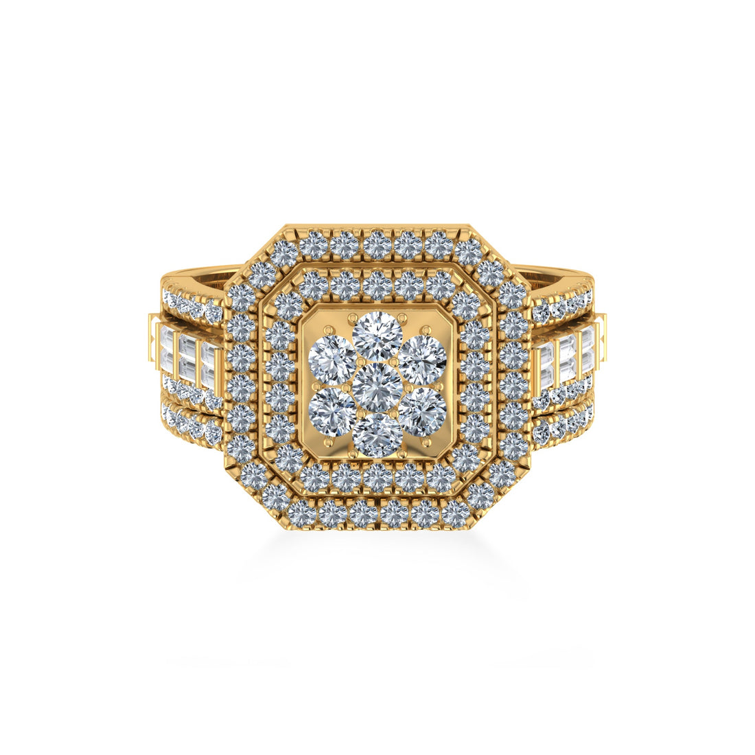 Luxury Octagon Cluster Lab-Grown Diamond Cocktail Ring