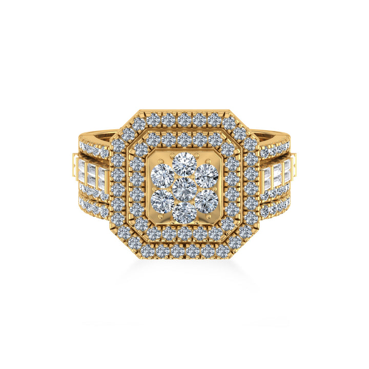 Luxury Octagon Cluster Lab-Grown Diamond Cocktail Ring