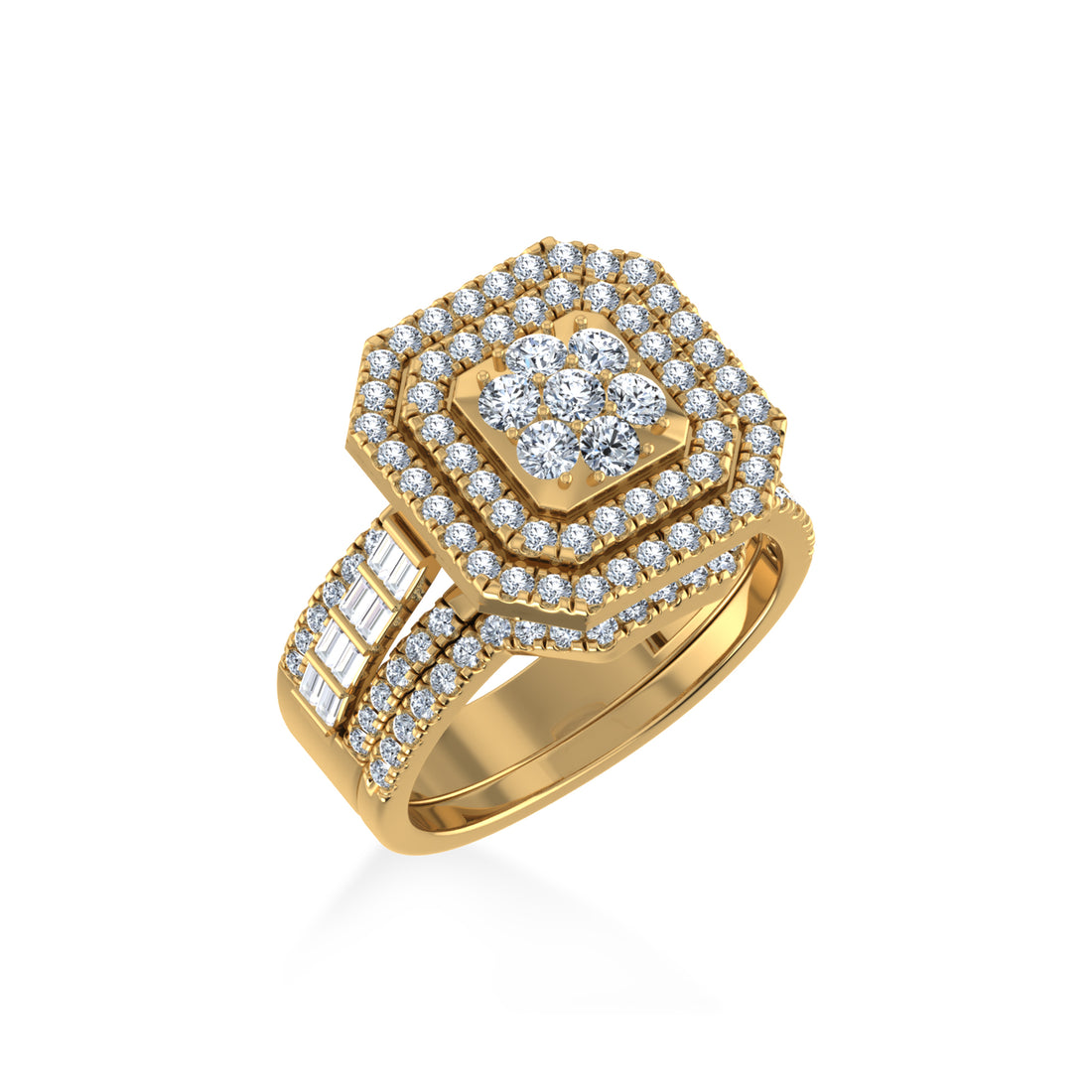 Luxury Octagon Cluster Lab-Grown Diamond Cocktail Ring 2