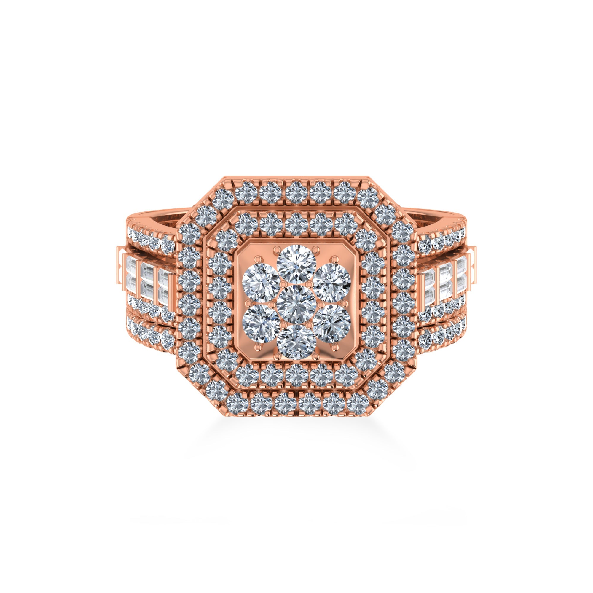 Luxury Octagon Cluster Lab-Grown Diamond Cocktail Ring 4