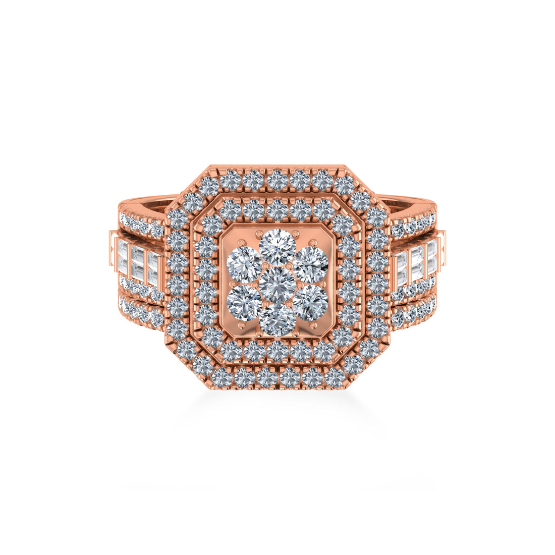 Luxury Octagon Cluster Lab-Grown Diamond Cocktail Ring 4