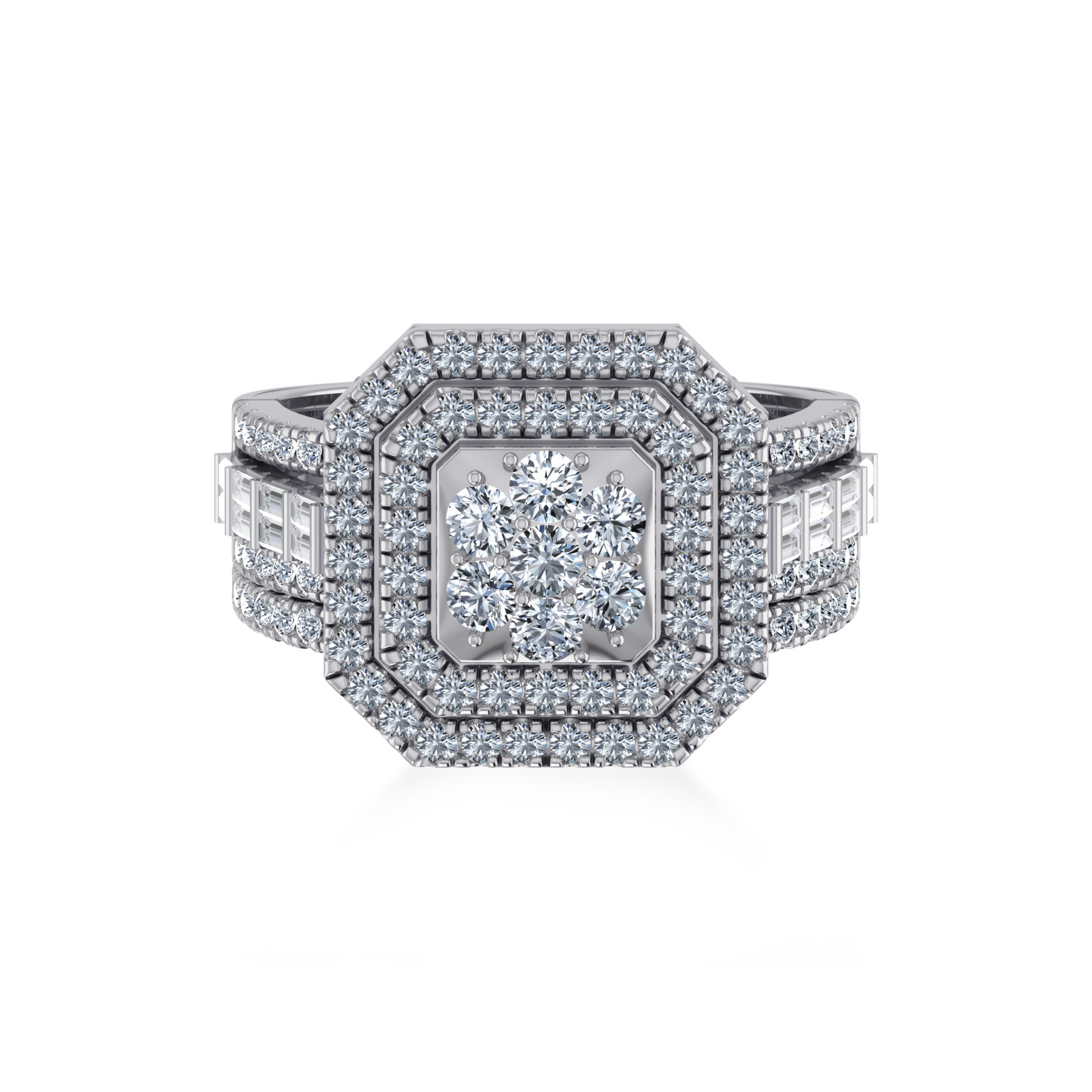 Luxury Octagon Cluster Lab-Grown Diamond Cocktail Ring 7