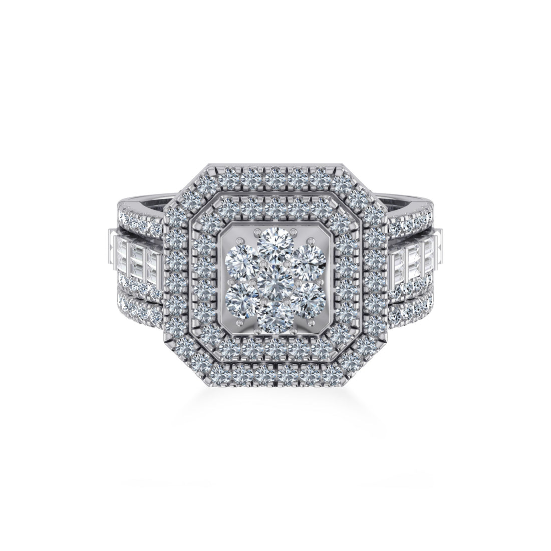 Luxury Octagon Cluster Lab-Grown Diamond Cocktail Ring 7