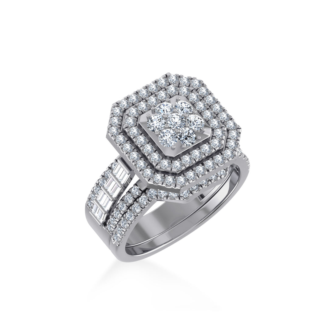 Luxury Octagon Cluster Lab-Grown Diamond Cocktail Ring 8