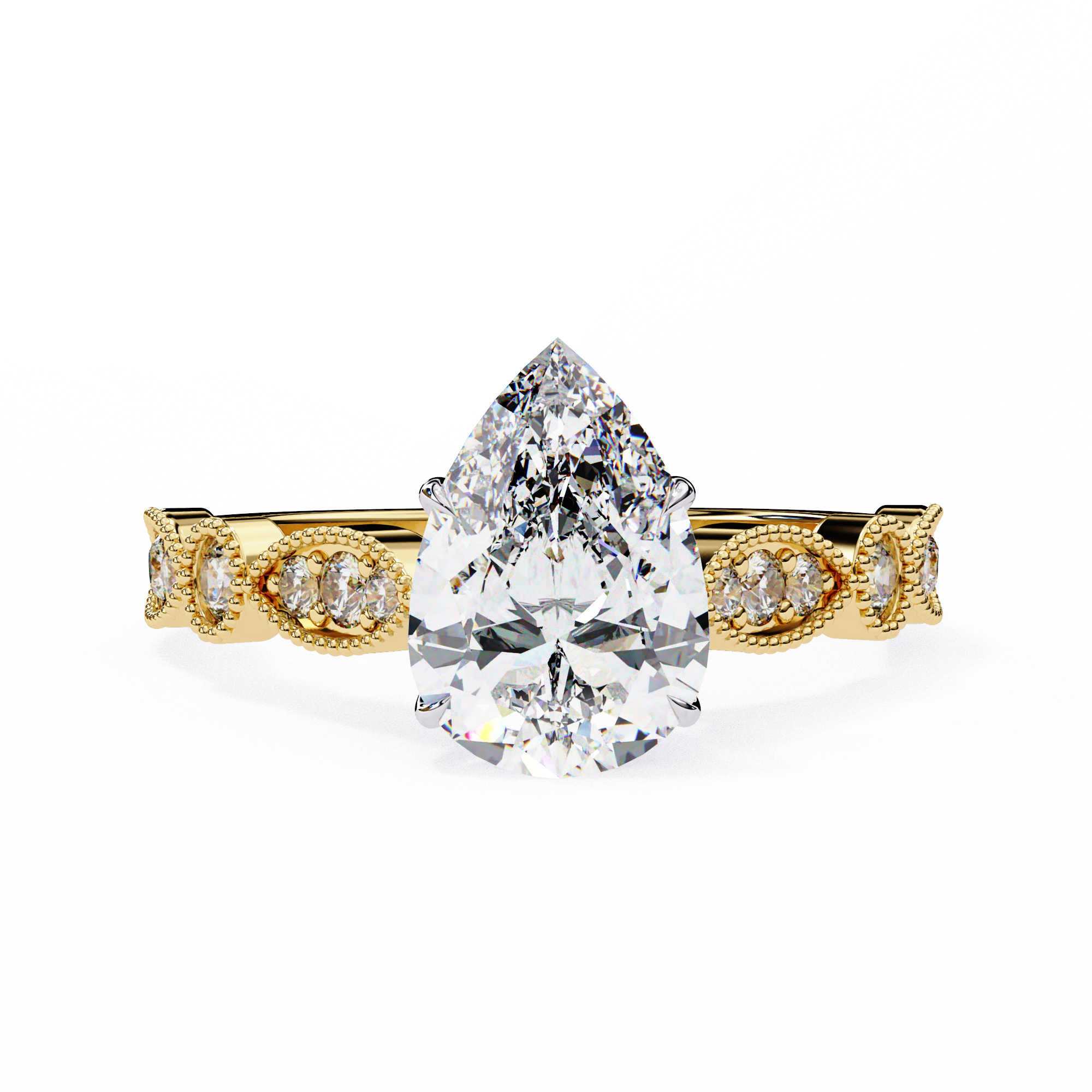 Luxury Round Cut Diamond Ring with Vintage-Inspired