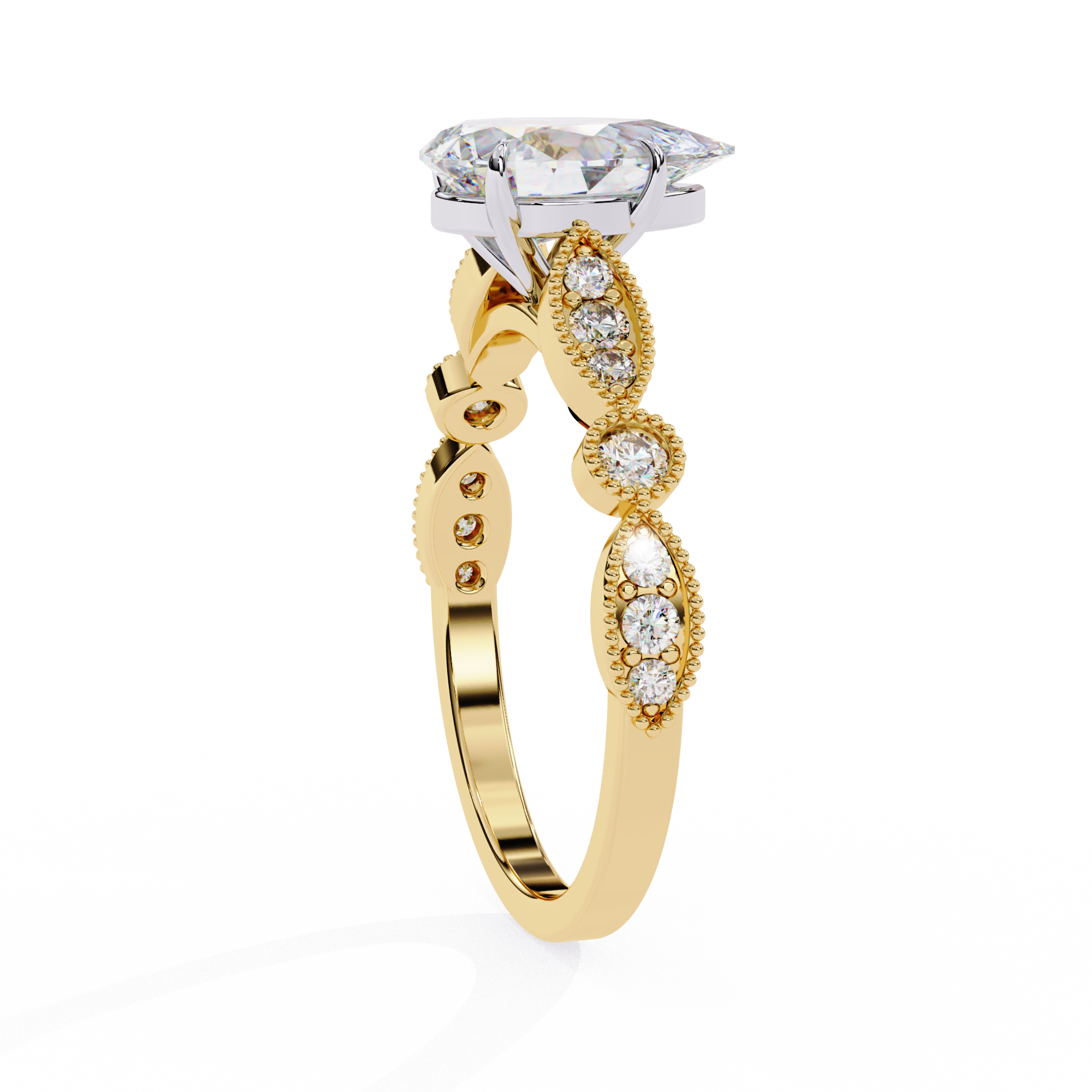 Luxury Round Cut Diamond Ring with Vintage-Inspired3