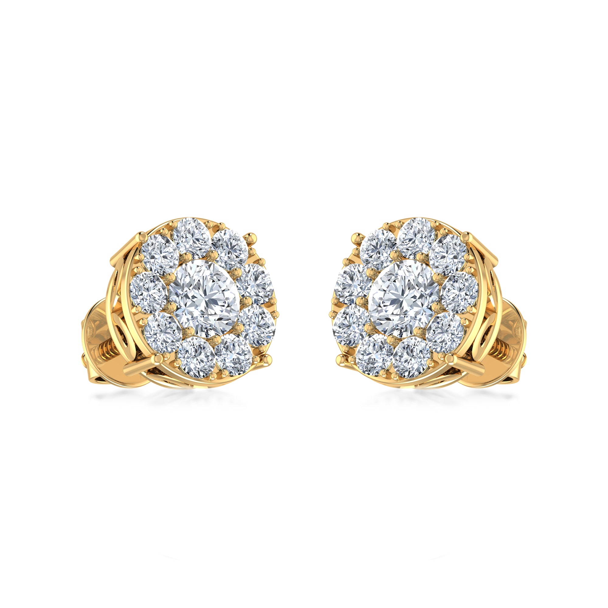 Luxury Round Halo Lab Grown Diamond Earrings