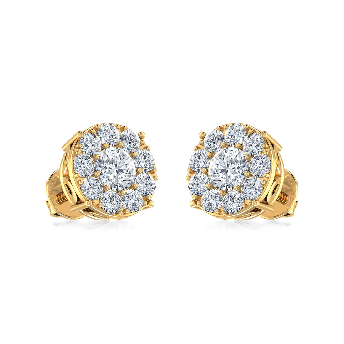 Luxury Round Halo Lab Grown Diamond Earrings