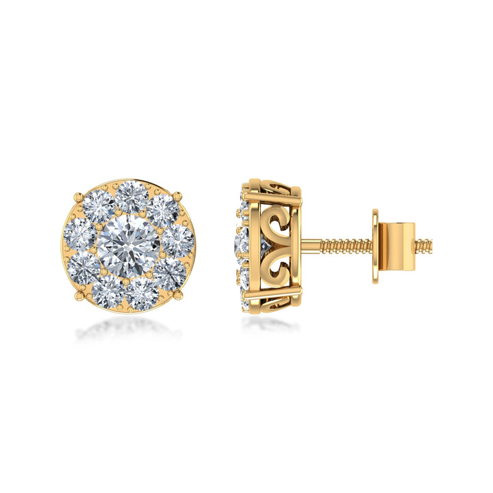 Luxury Round Halo Lab Grown Diamond Earrings