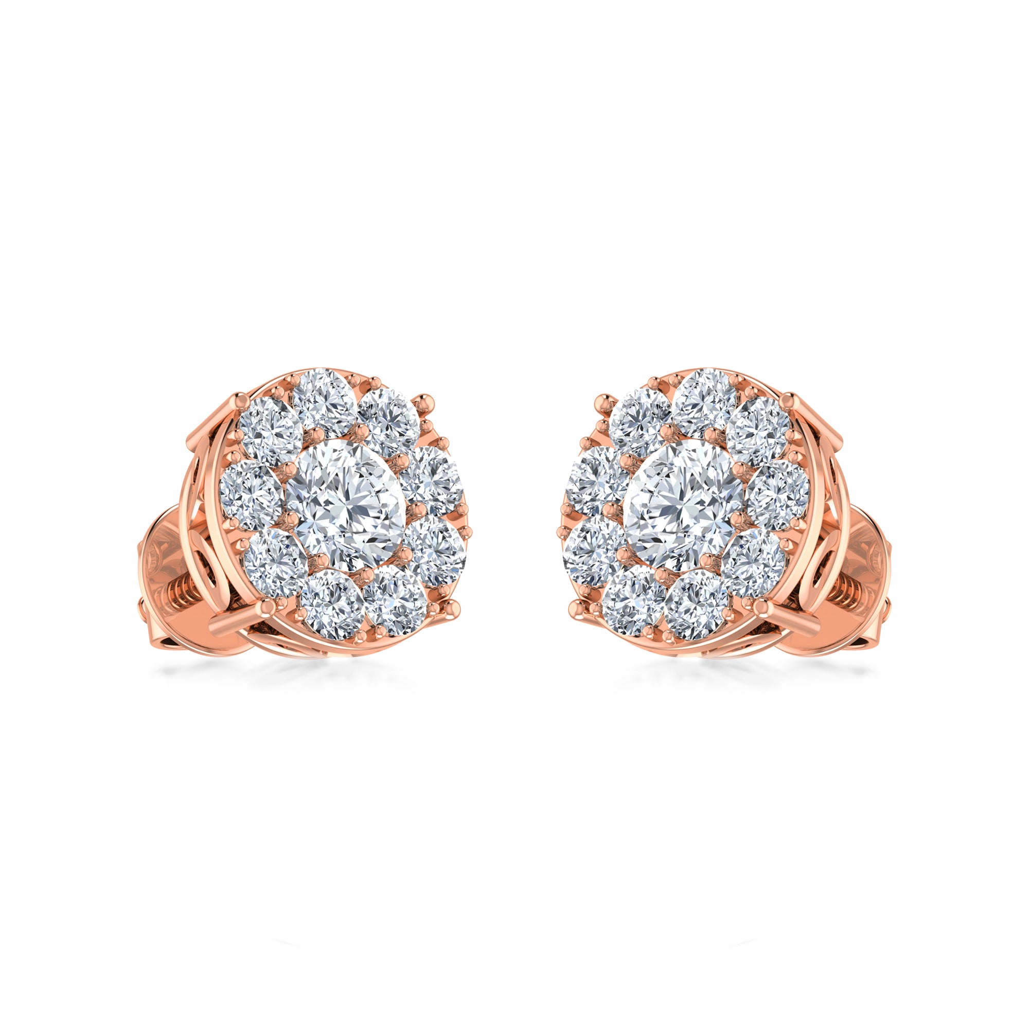 Luxury Round Halo Lab Grown Diamond Earrings