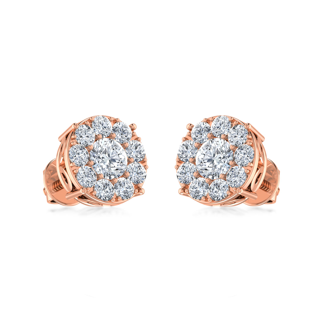 Luxury Round Halo Lab Grown Diamond Earrings