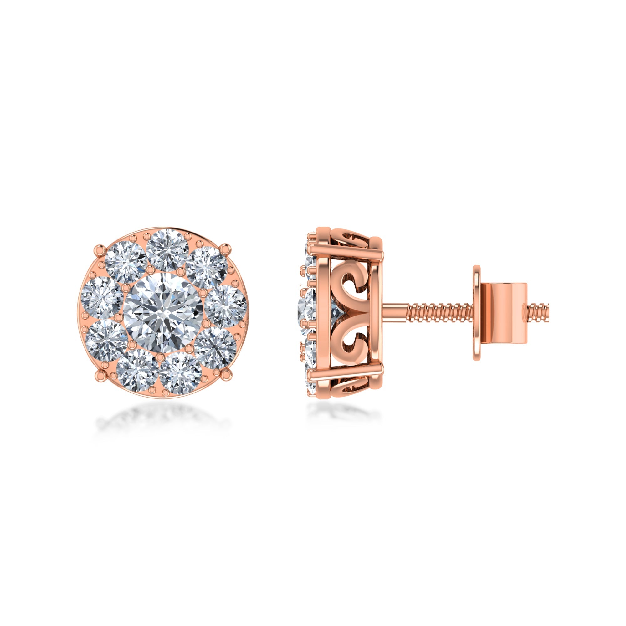 Luxury Round Halo Lab Grown Diamond Earrings