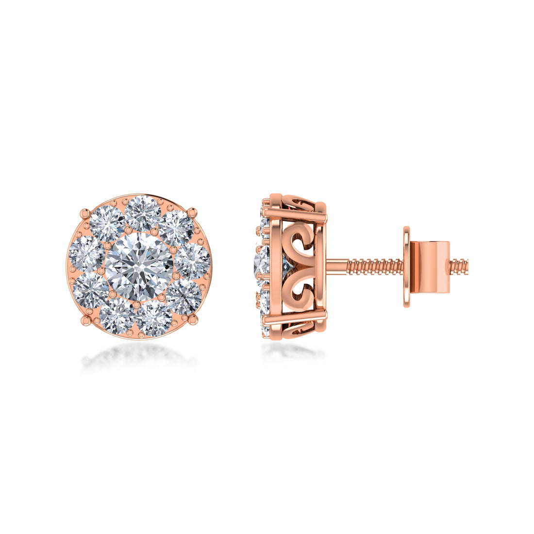 Luxury Round Halo Lab Grown Diamond Earrings