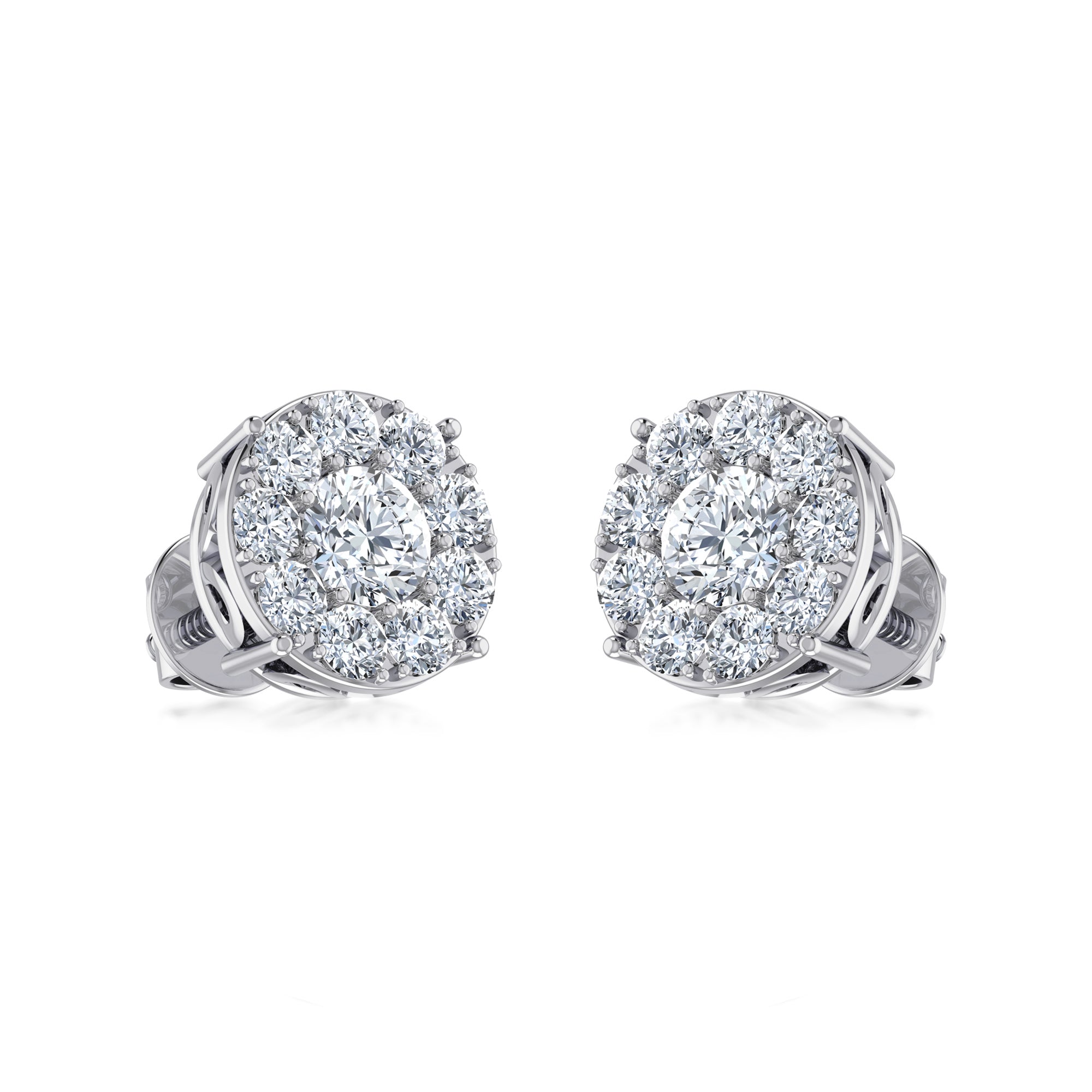 Luxury Round Halo Lab Grown Diamond Earrings