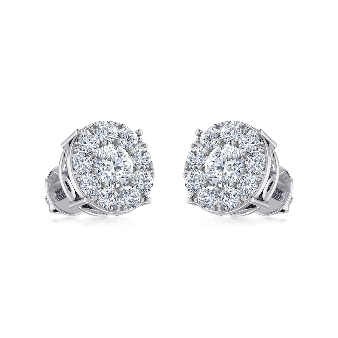 Luxury Round Halo Lab Grown Diamond Earrings