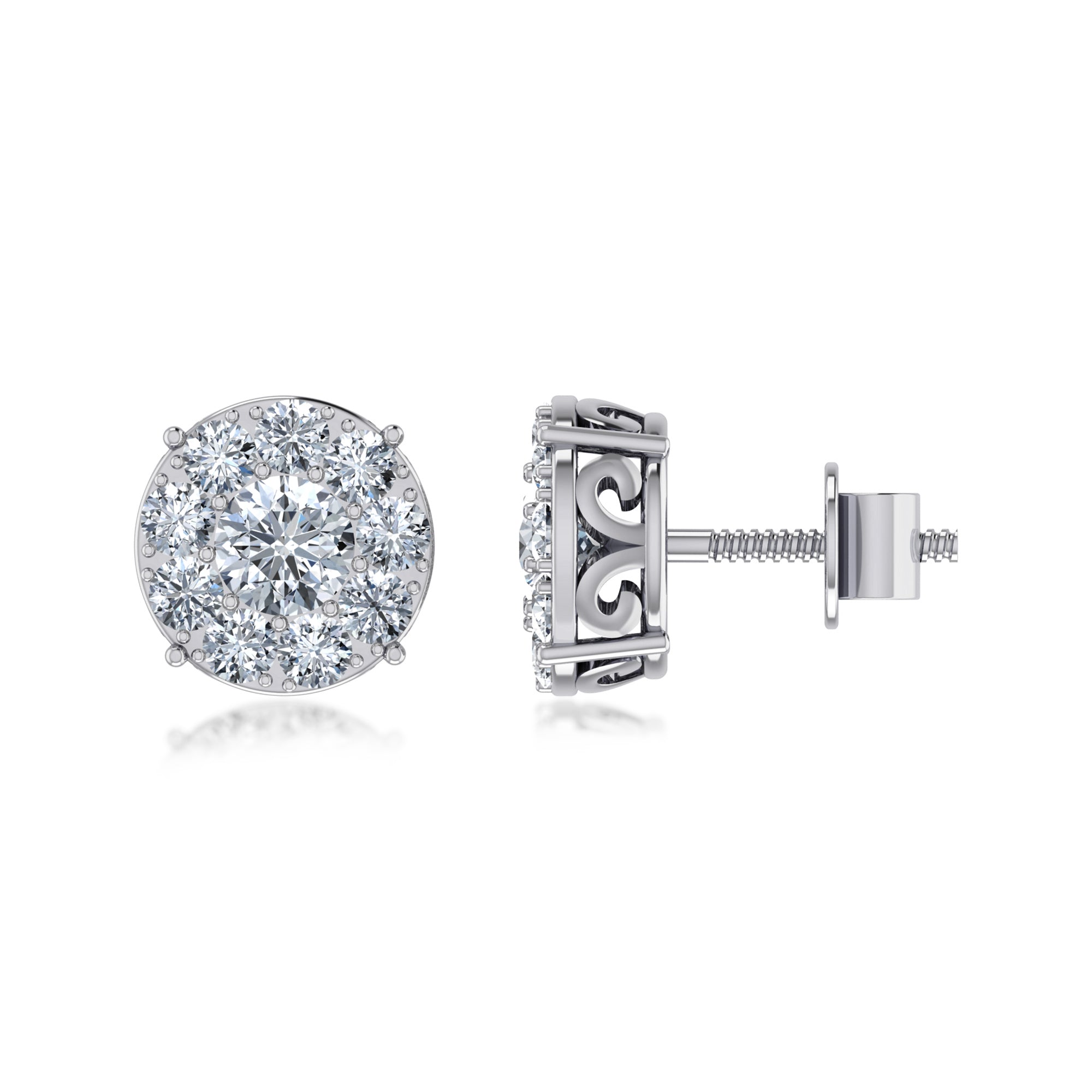 Luxury Round Halo Lab Grown Diamond Earrings