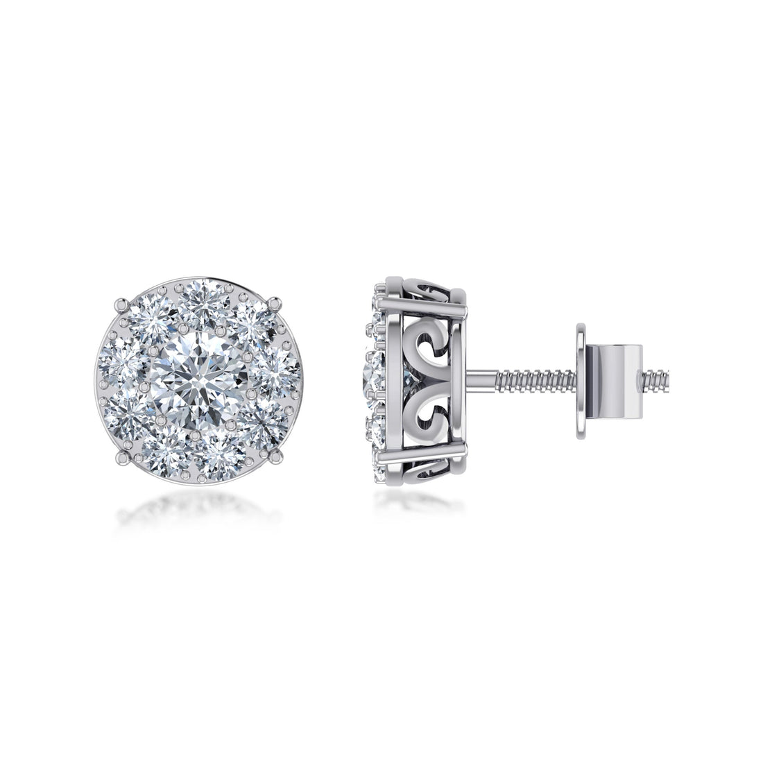 Luxury Round Halo Lab Grown Diamond Earrings