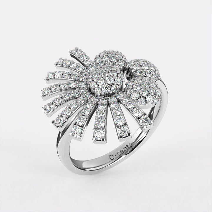 Magnificent Sparkling Diamond Ring in 925 Silver