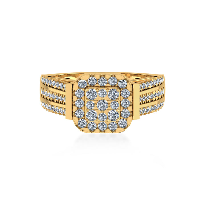 Men’s Lab Grown Diamond Ring | Cluster Square Setting | Luxury Statement Jewelry