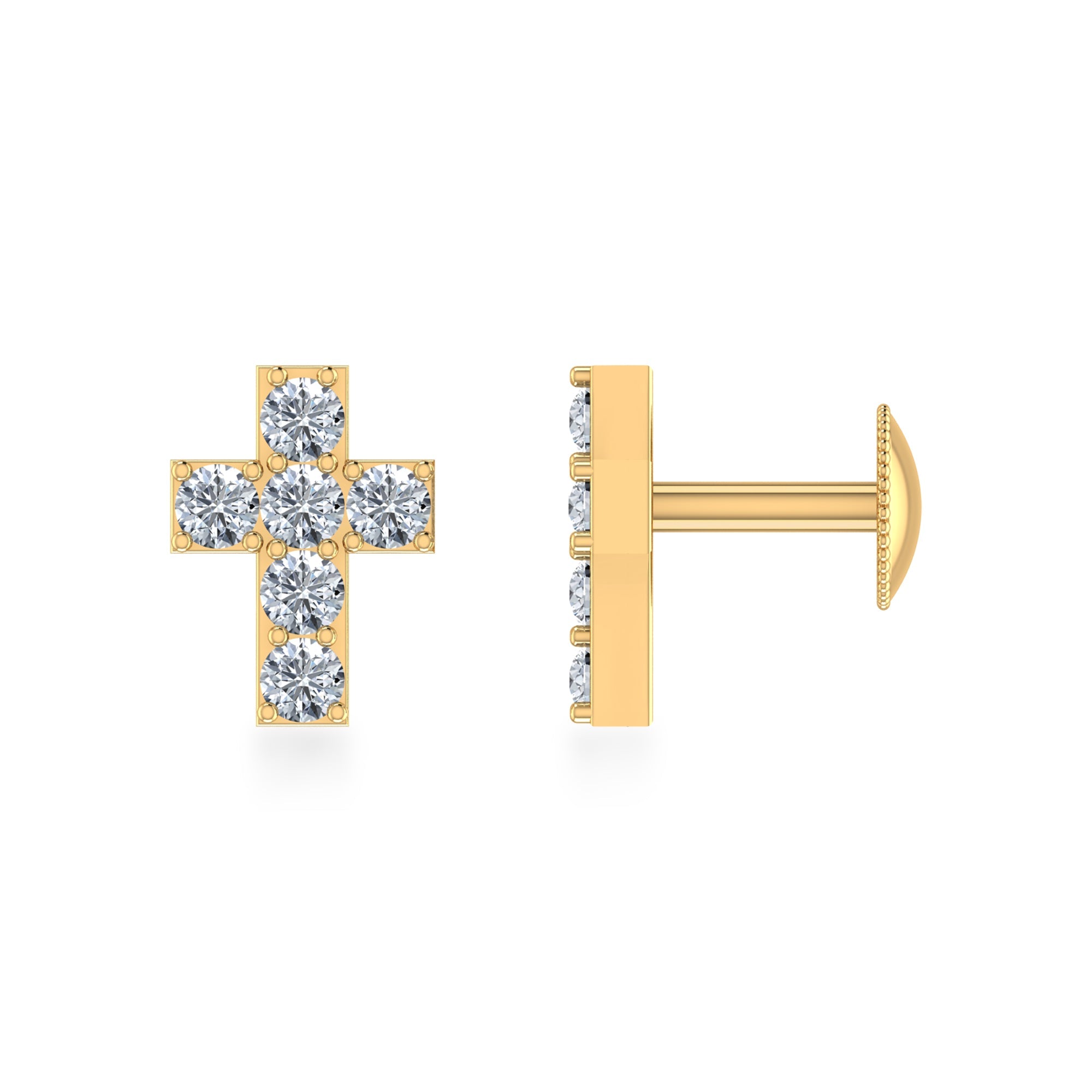 Minimal Cross Design Lab Grown Diamond Earrings