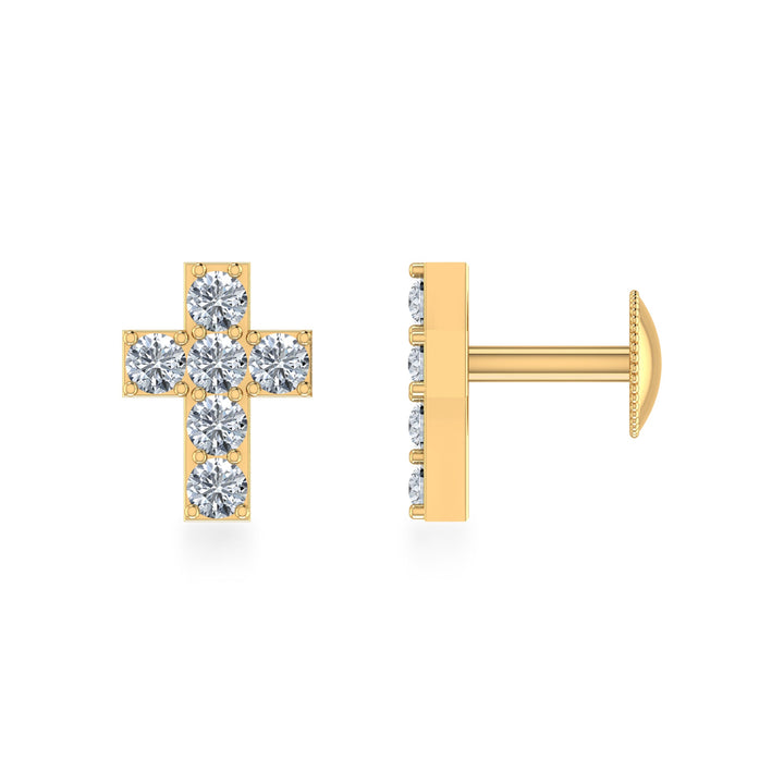 Minimal Cross Design Lab Grown Diamond Earrings