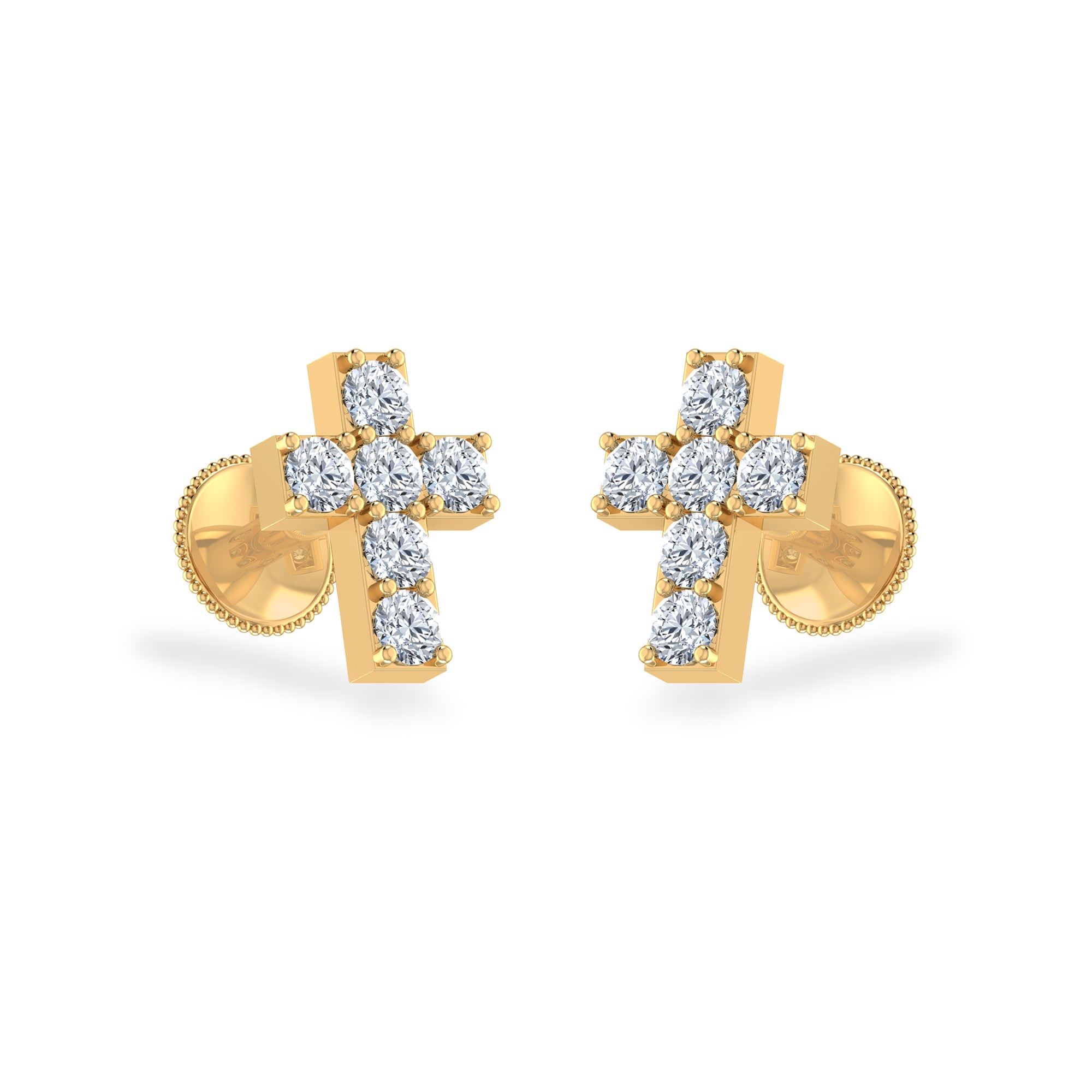 Minimal Cross Design Lab Grown Diamond Earrings