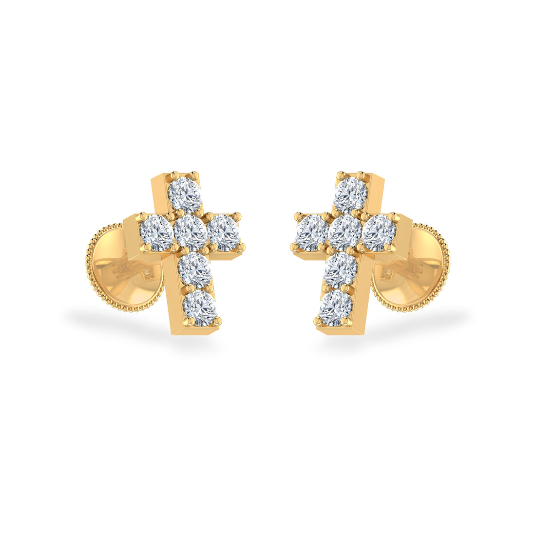Minimal Cross Design Lab Grown Diamond Earrings