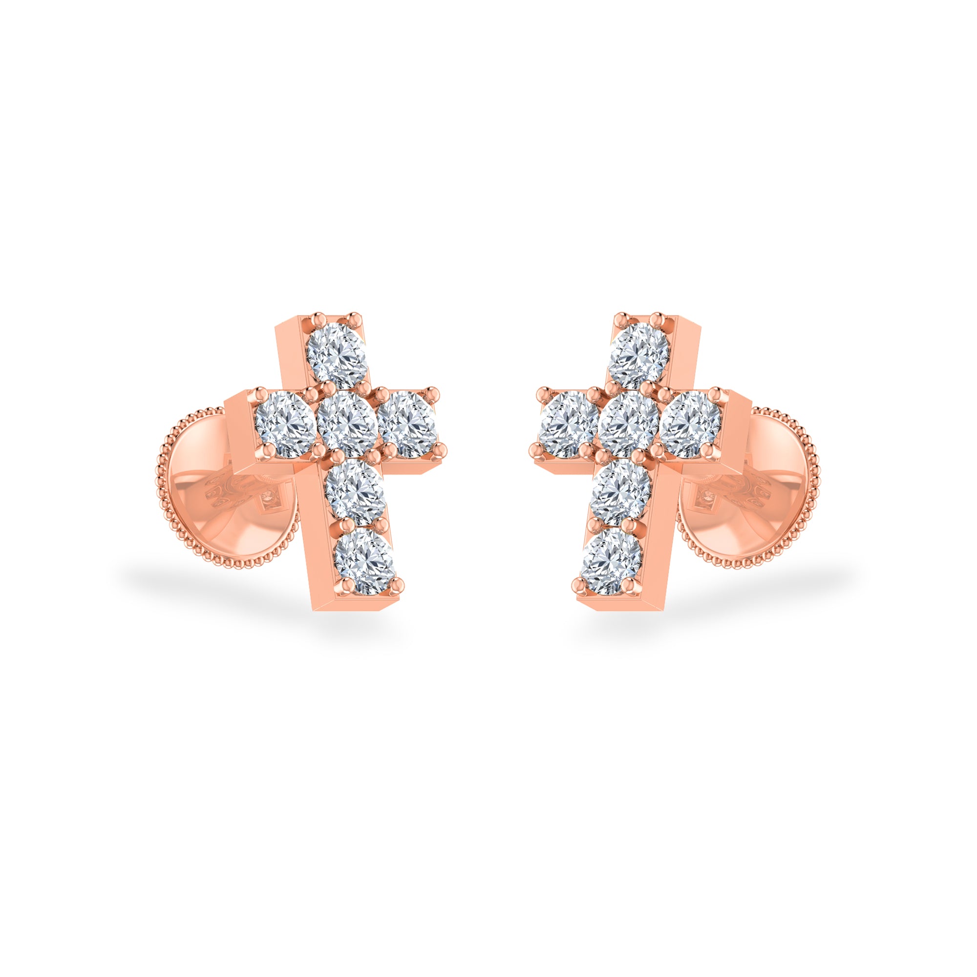 Minimal Cross Design Lab Grown Diamond Earrings