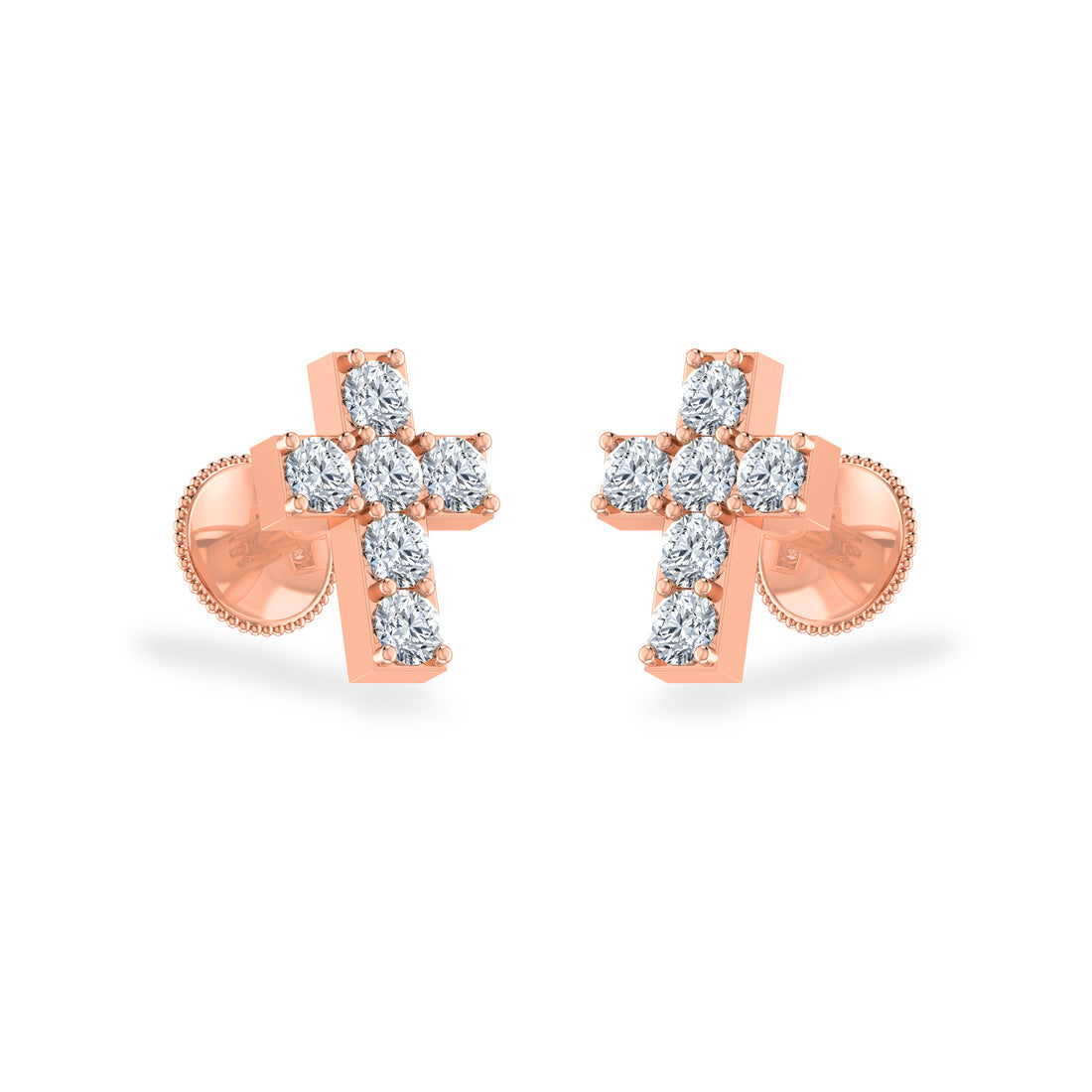 Minimal Cross Design Lab Grown Diamond Earrings