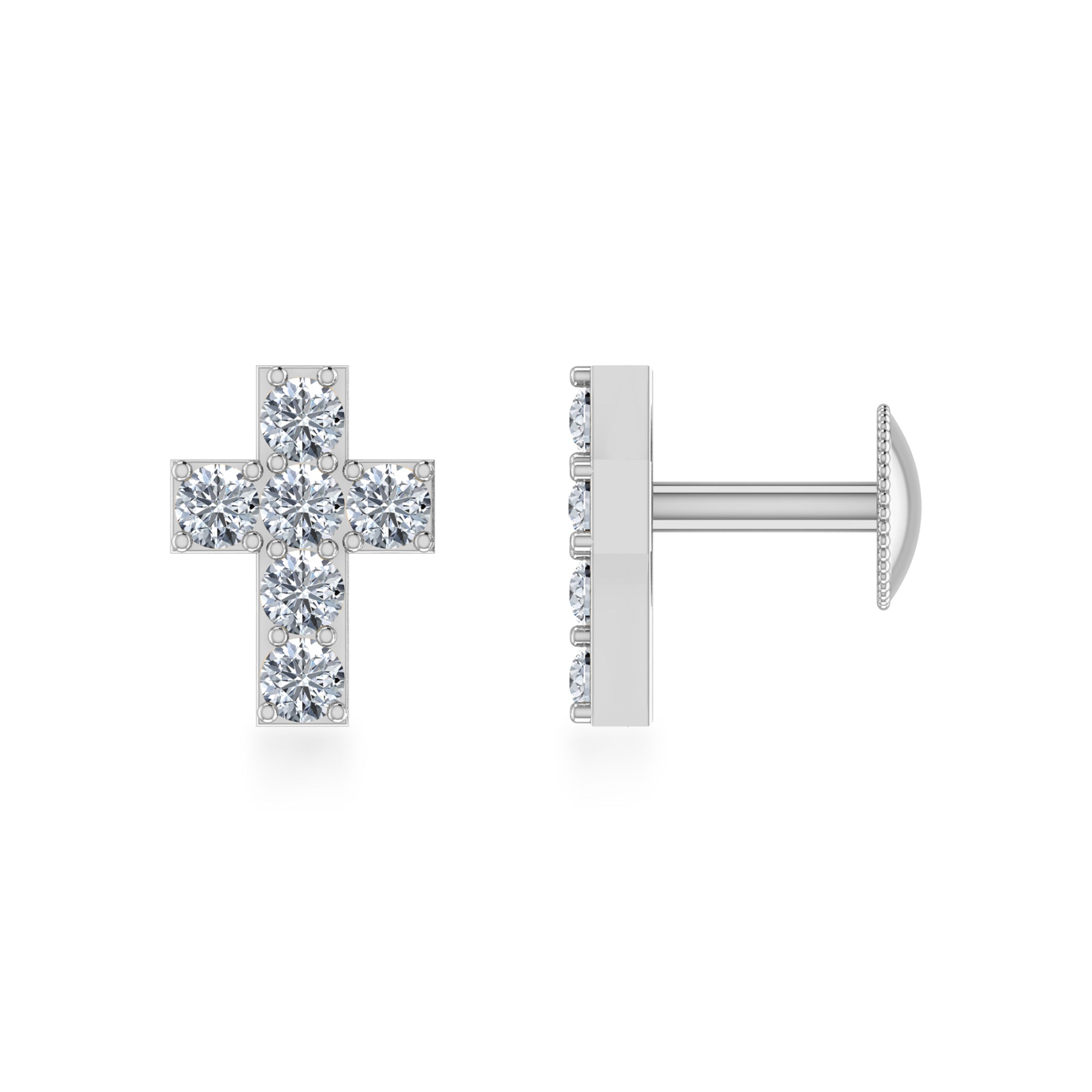 Minimal Cross Design Lab Grown Diamond Earrings