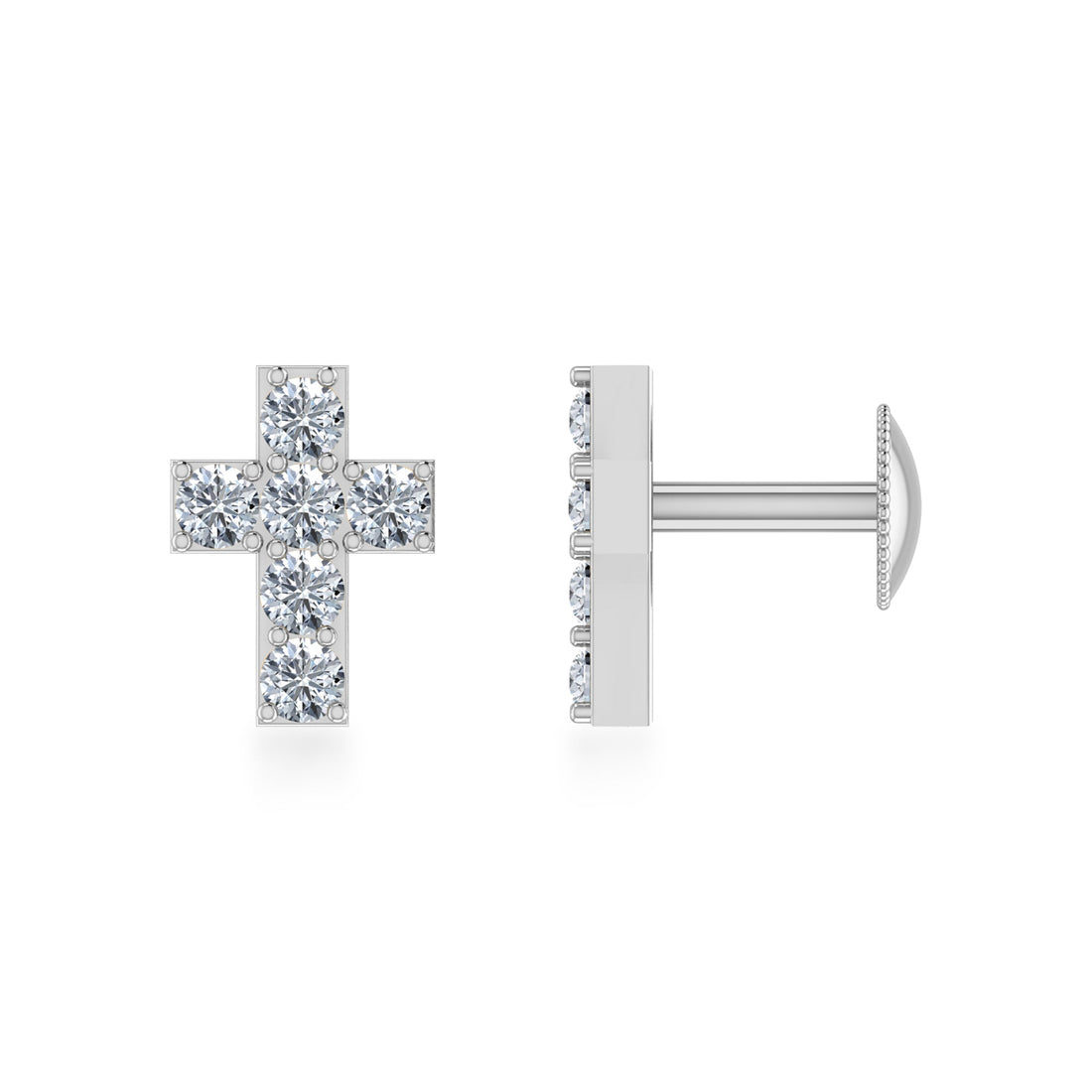 Minimal Cross Design Lab Grown Diamond Earrings