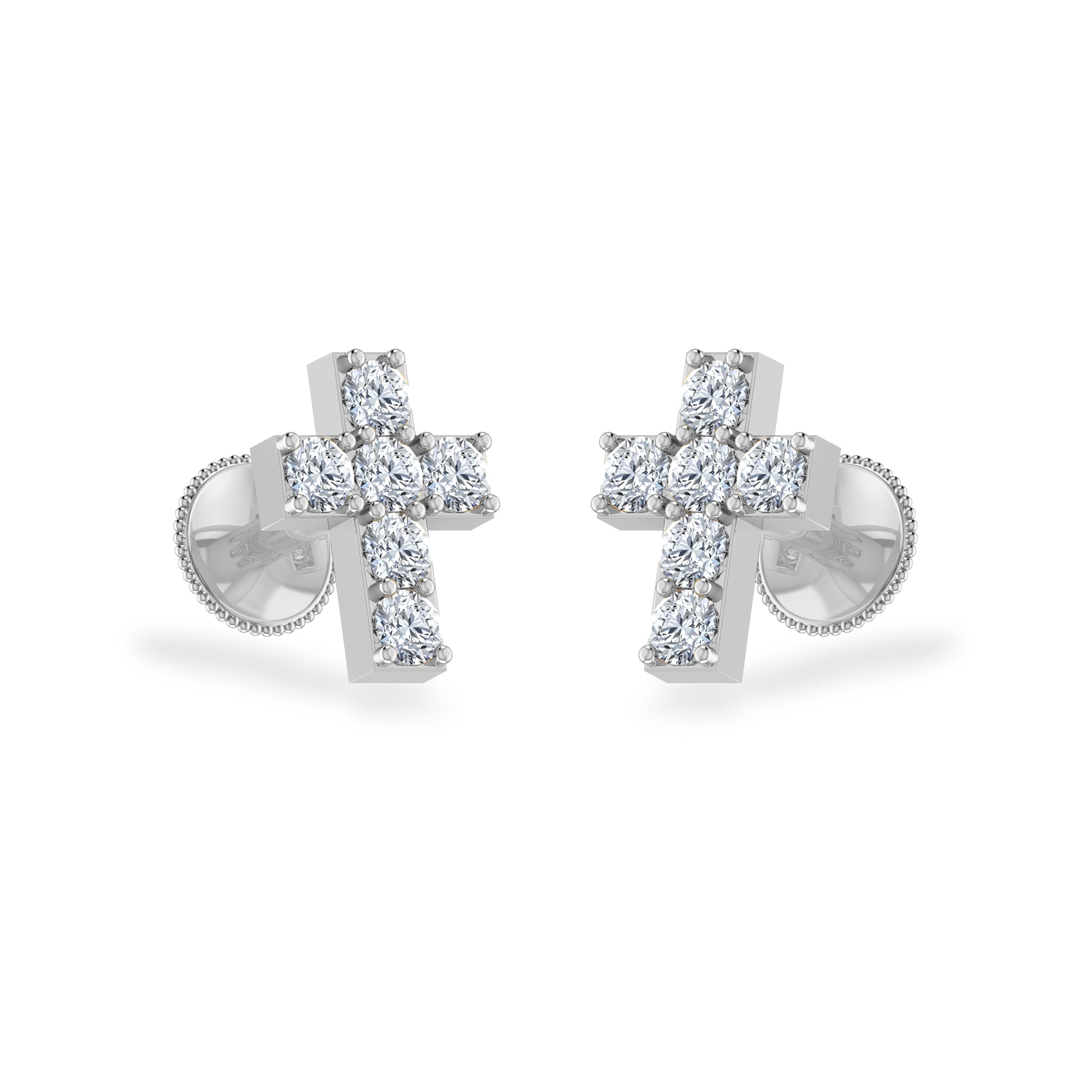 Minimal Cross Design Lab Grown Diamond Earrings