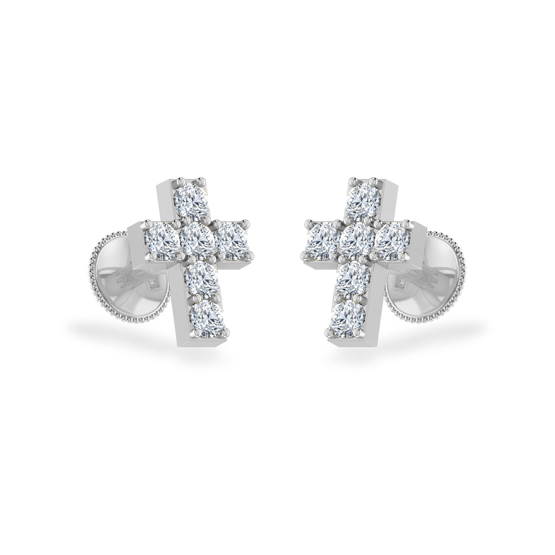 Minimal Cross Design Lab Grown Diamond Earrings