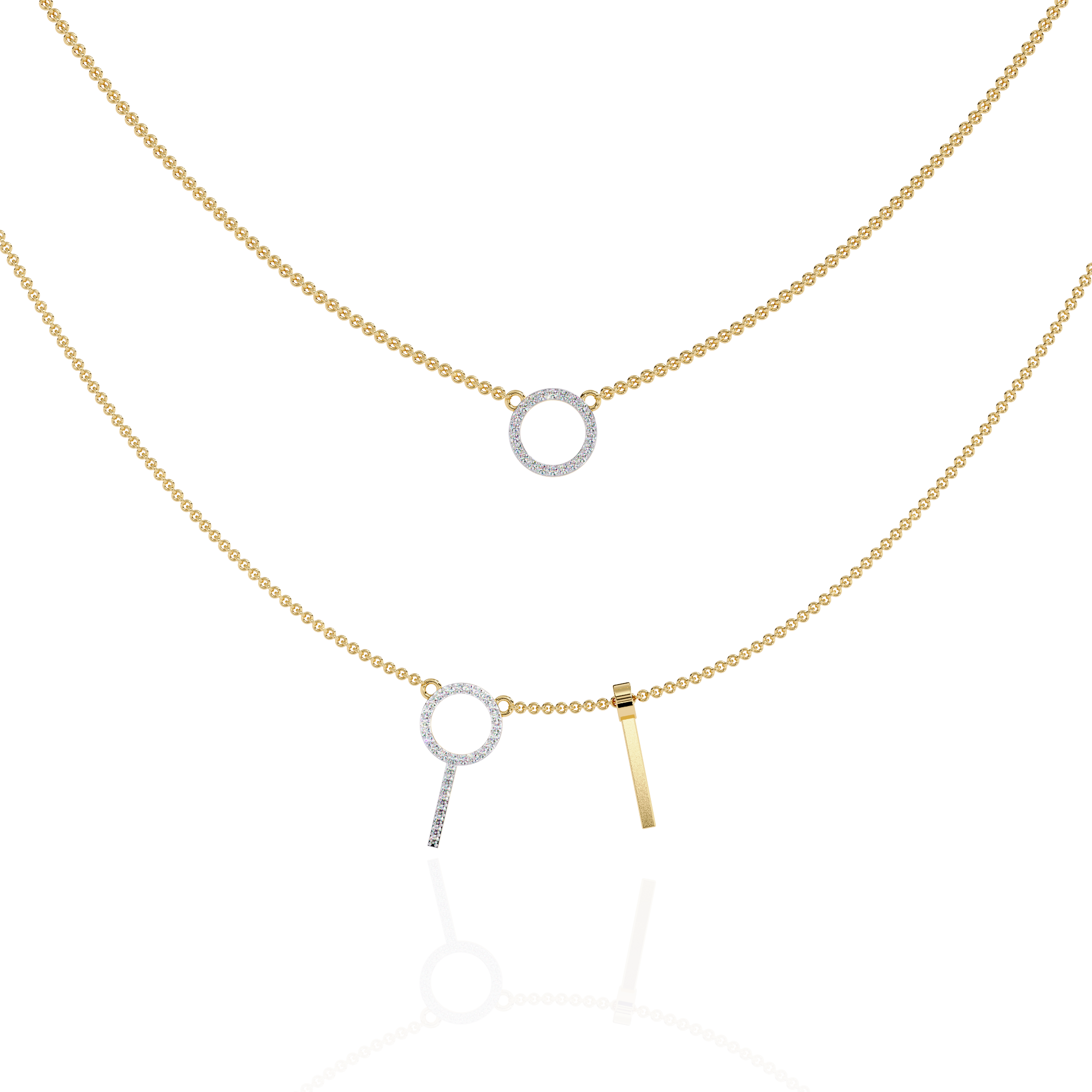 Minimalist Lab Grown Diamond Circle Pendant Necklace in Gold