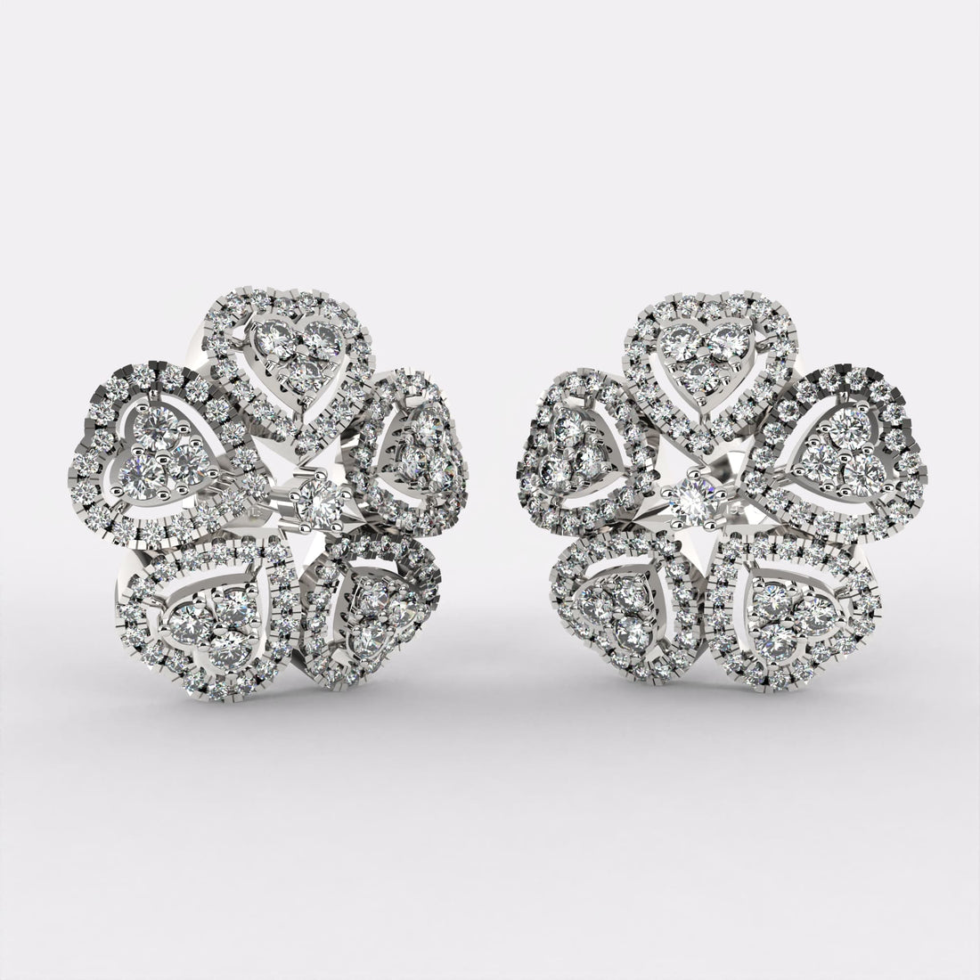 Mix Heart Earrings in 925 Silver