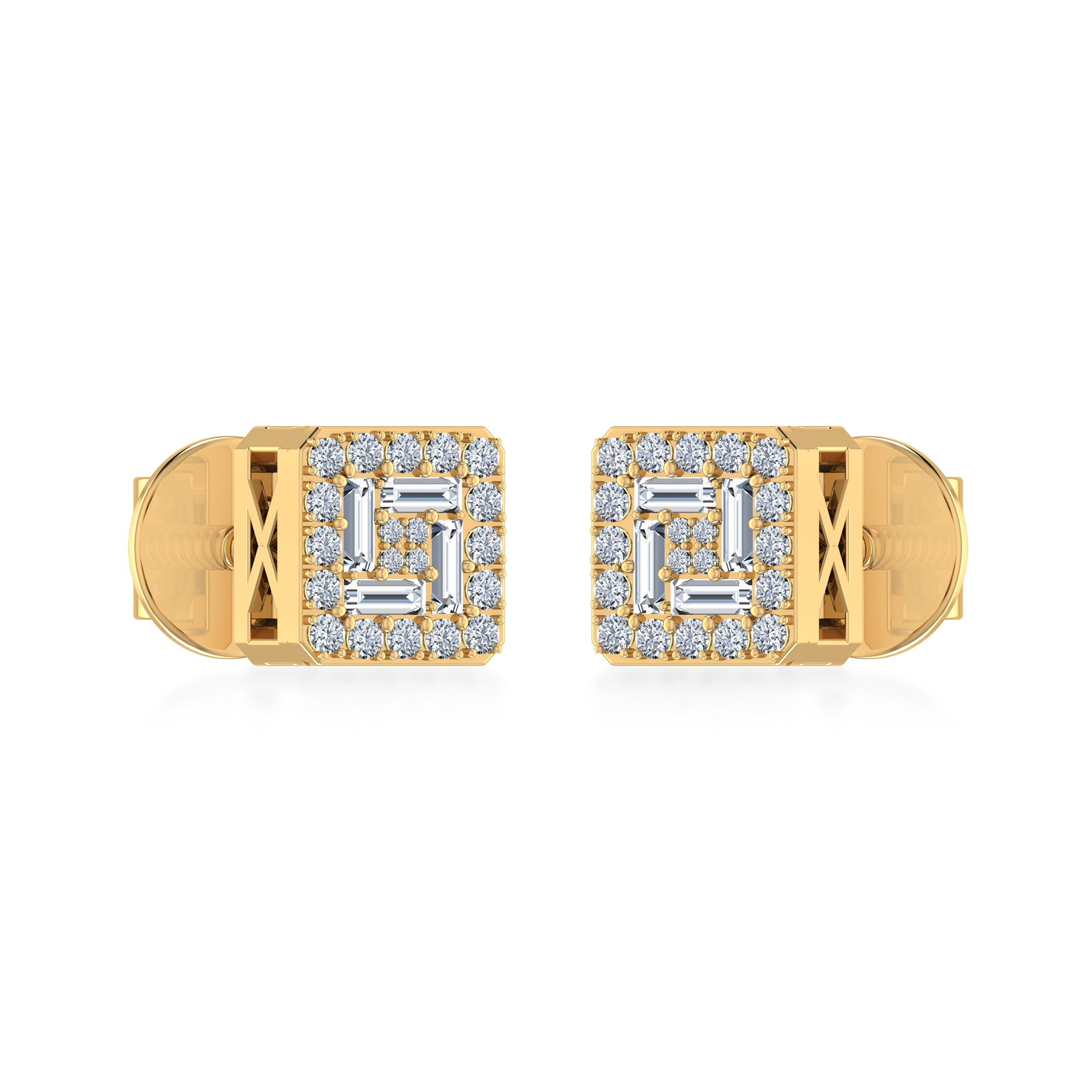 Modern Lab Grown Diamond Square Stud Earrings