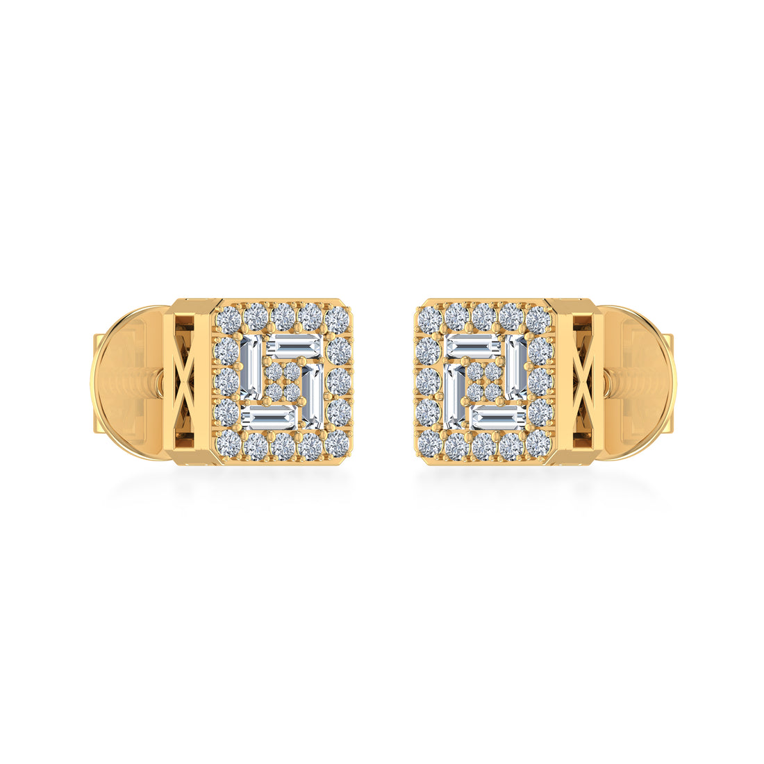 Modern Lab Grown Diamond Square Stud Earrings