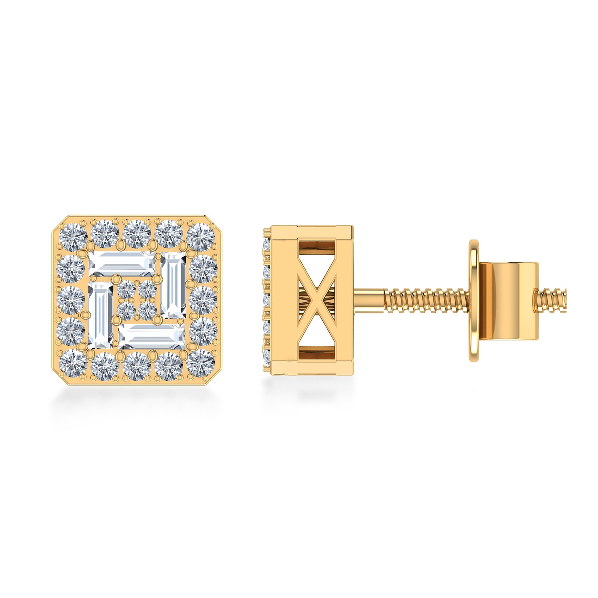 Modern Lab Grown Diamond Square Stud Earrings 2