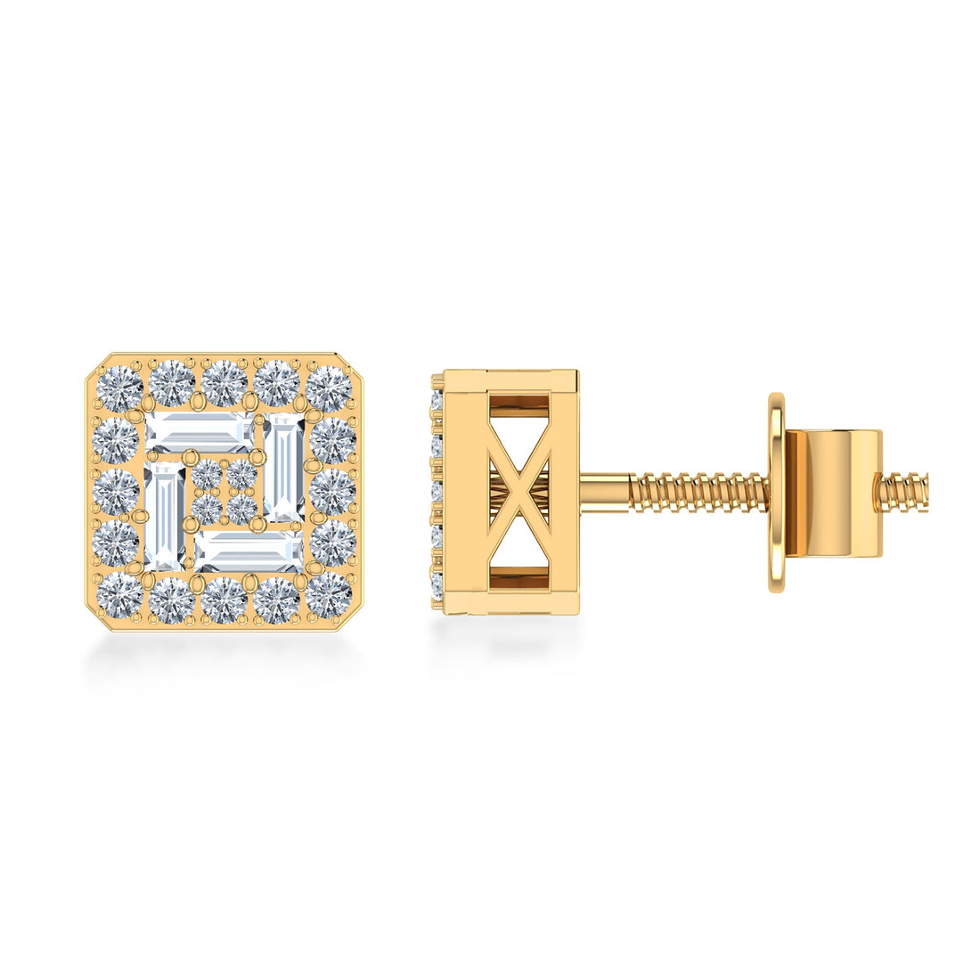 Modern Lab Grown Diamond Square Stud Earrings 2