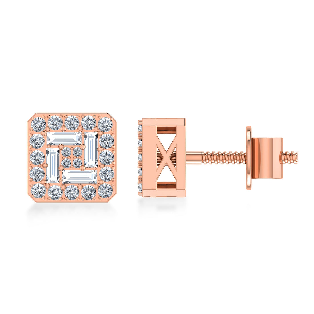 Modern Lab Grown Diamond Square Stud Earrings 4