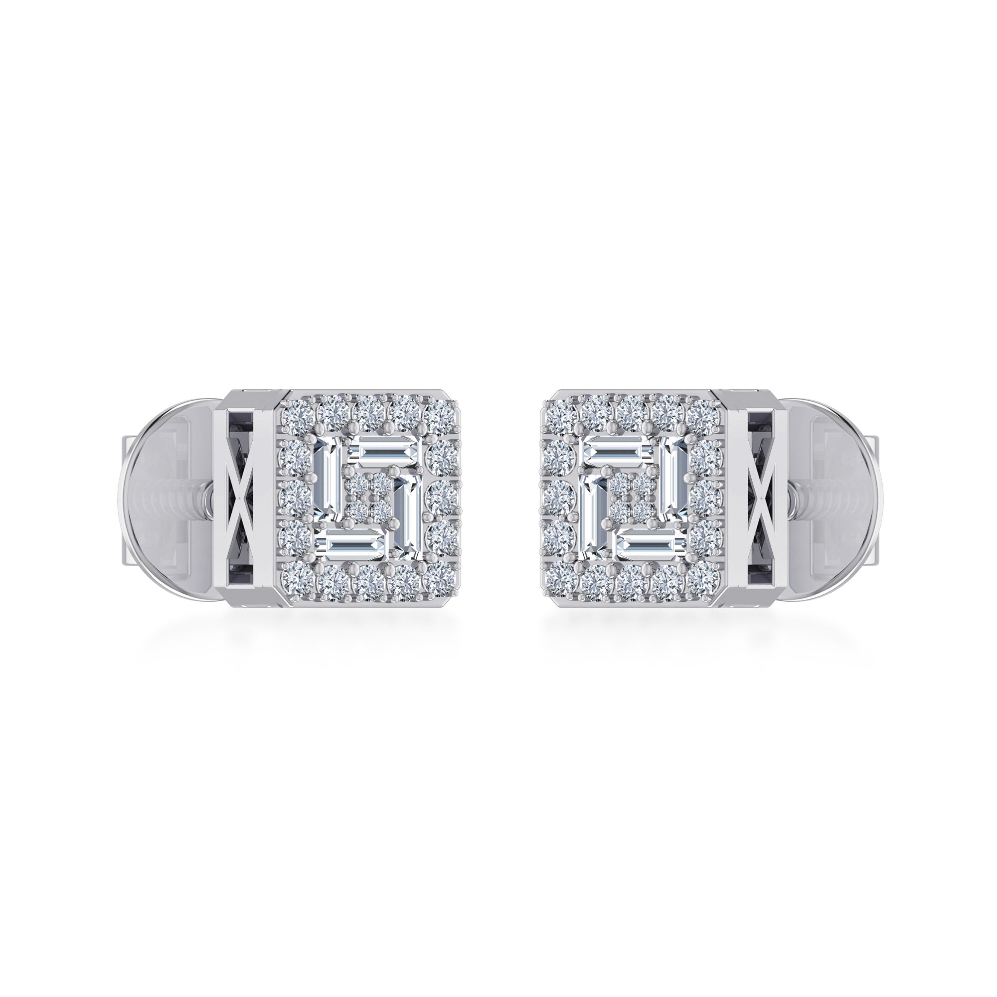 Modern Lab Grown Diamond Square Stud Earrings 5