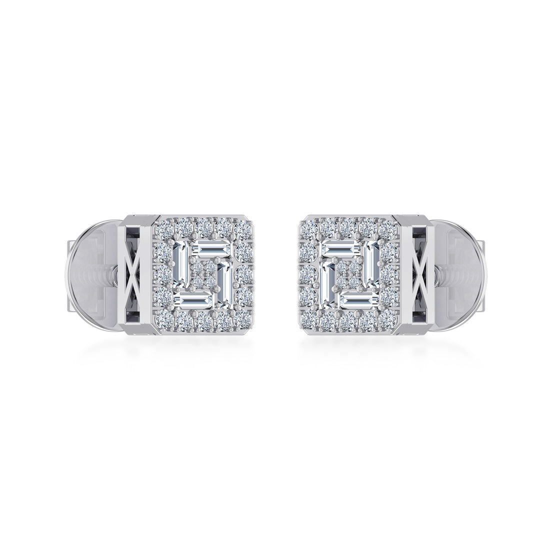 Modern Lab Grown Diamond Square Stud Earrings 5