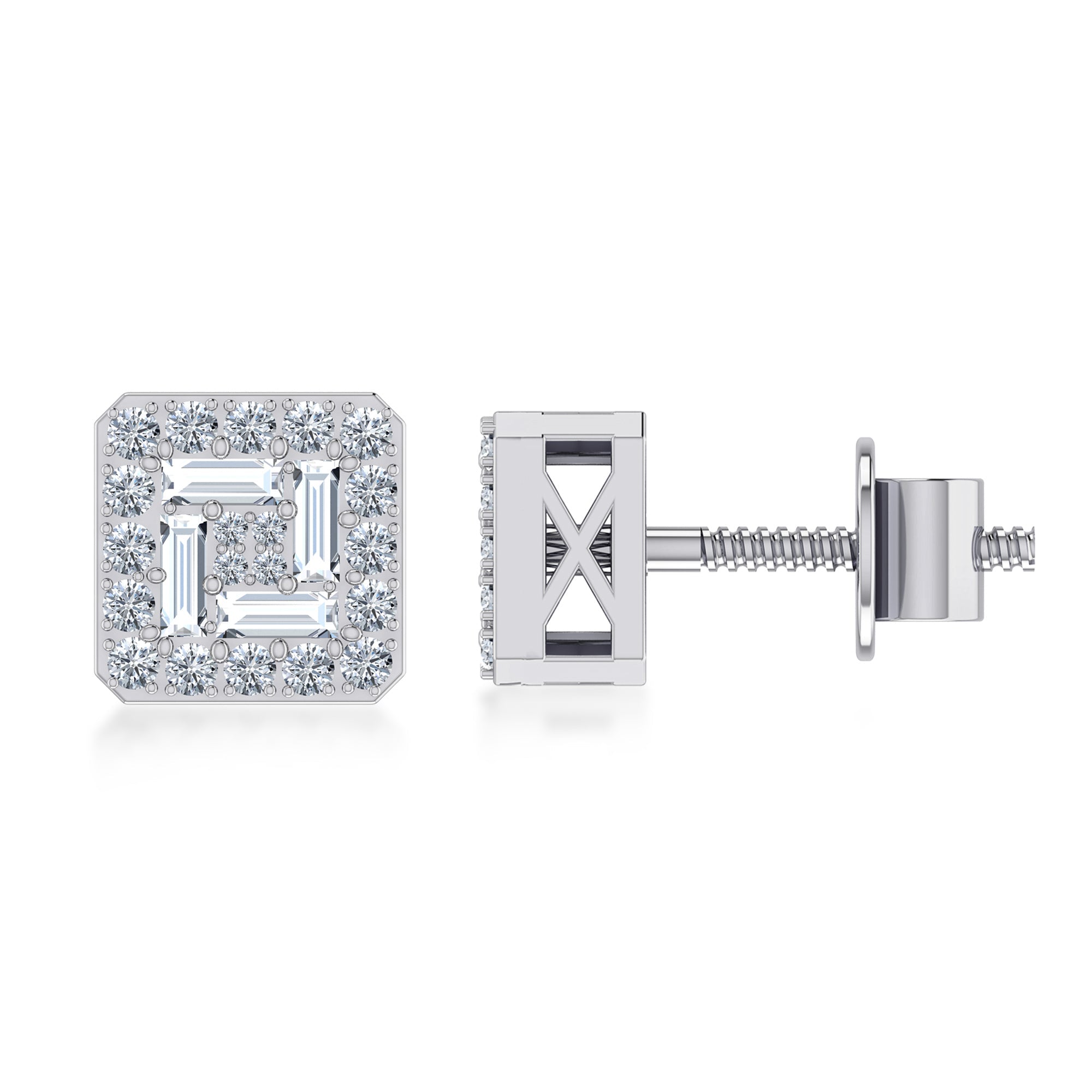 Modern Lab Grown Diamond Square Stud Earrings 6