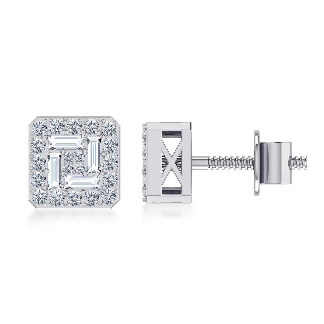 Modern Lab Grown Diamond Square Stud Earrings 6