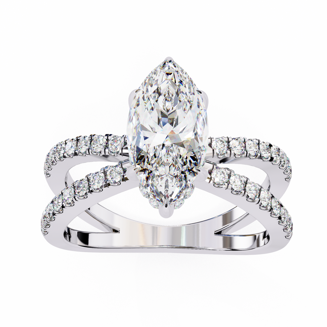 Modern Marquise Solitaire Ring with Diamond Split Shank10